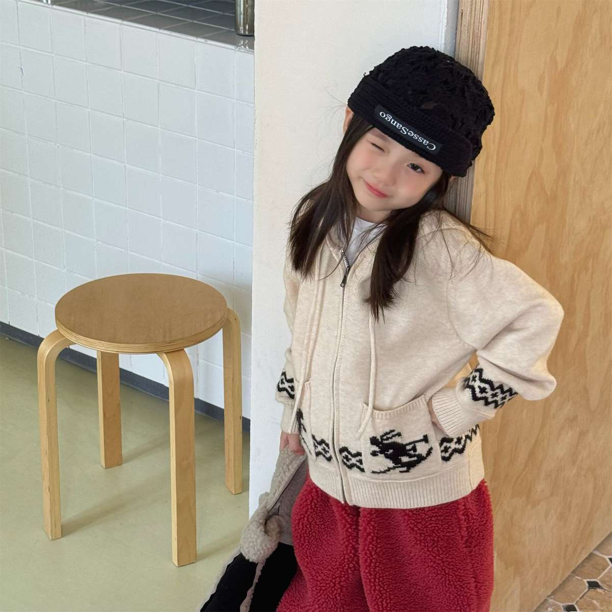 カーディガン・パーカー ニットフーディ ジップアップ ノルディック柄 カーディガン【mh0011430】