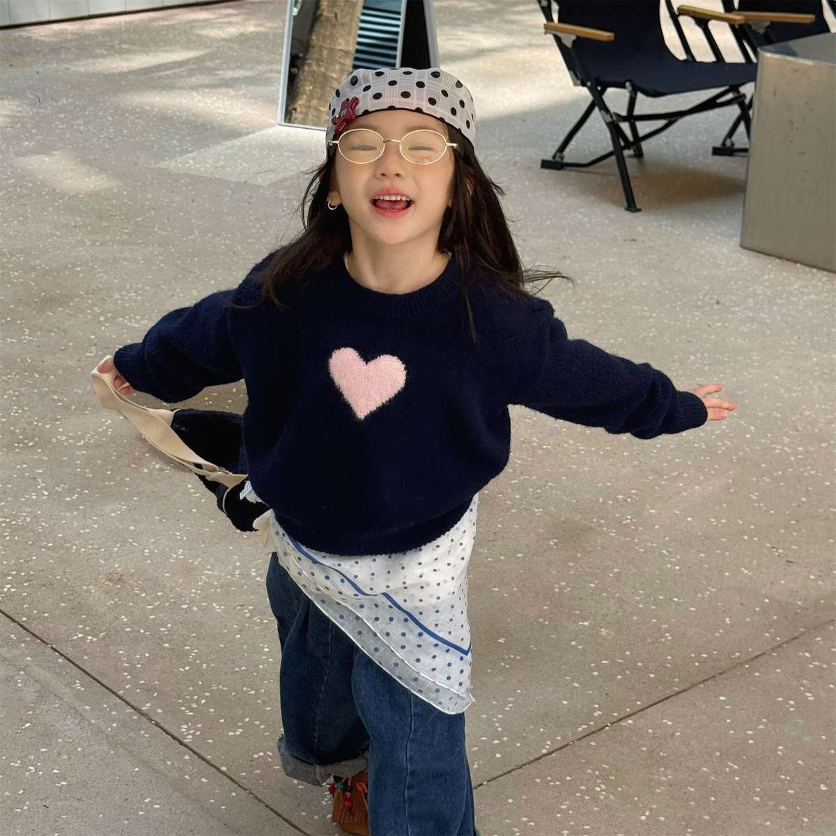 ニット・セーター 長袖ニット ハート柄プルオーバー クルーネック ゆるシルエット【mh0011432】