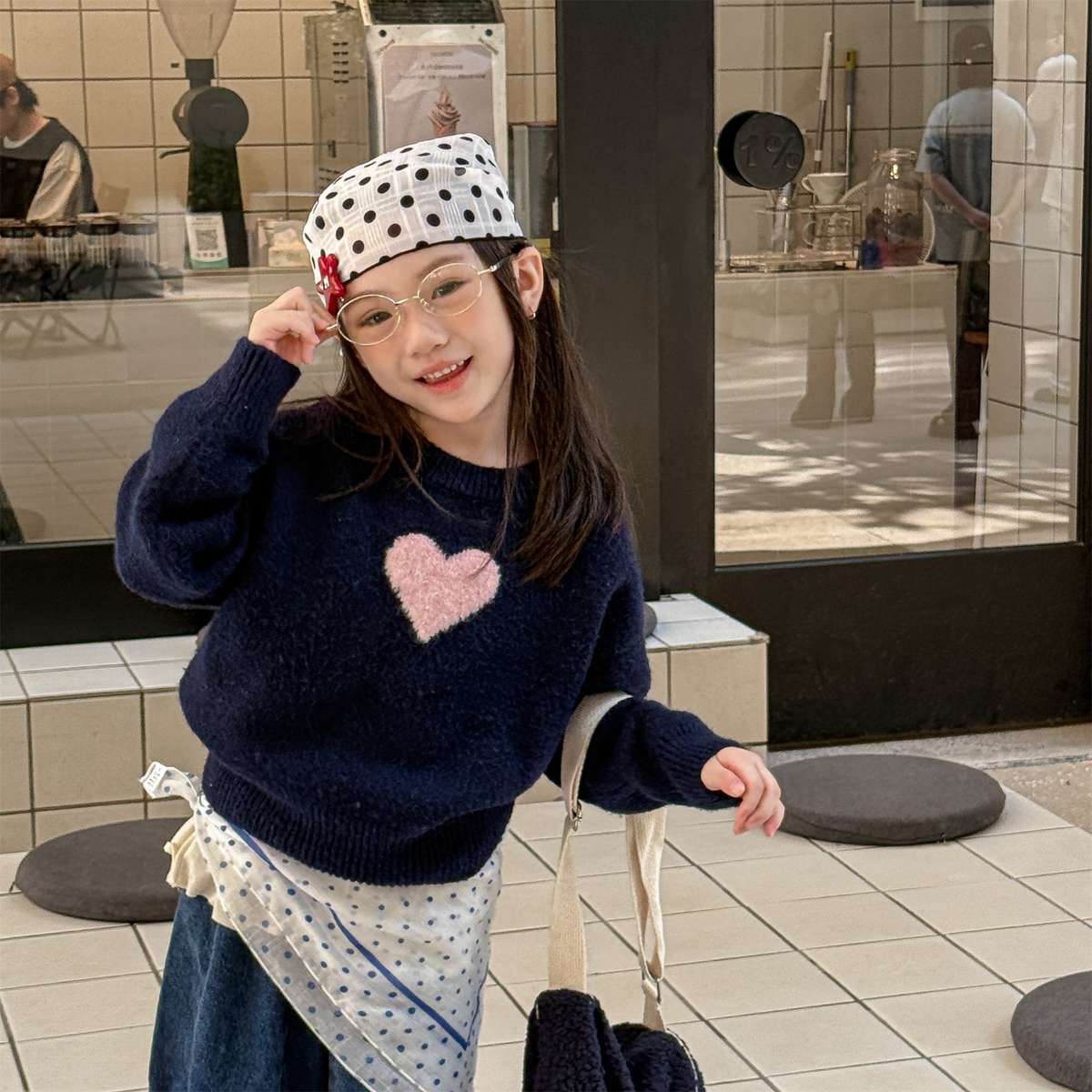 ニット・セーター 長袖ニット ハート柄プルオーバー クルーネック ゆるシルエット【mh0011432】