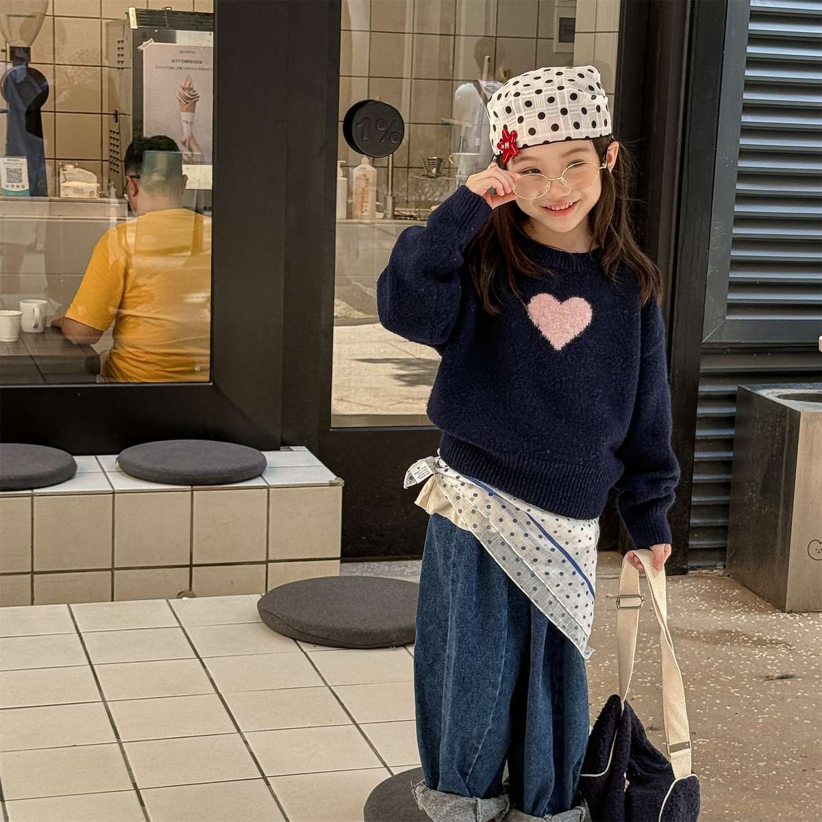 ニット・セーター 長袖ニット ハート柄プルオーバー クルーネック ゆるシルエット【mh0011432】