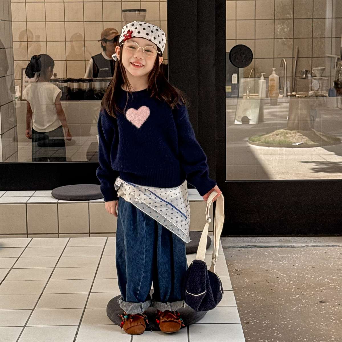 ニット・セーター 長袖ニット ハート柄プルオーバー クルーネック ゆるシルエット【mh0011432】