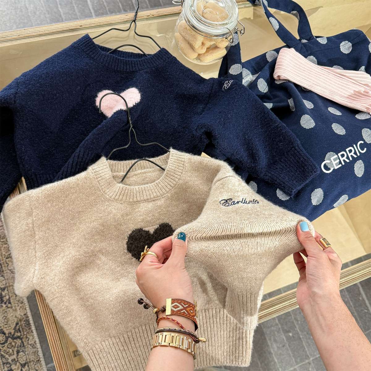 ニット・セーター 長袖ニット ハート柄プルオーバー クルーネック ゆるシルエット【mh0011432】