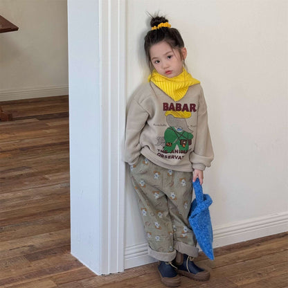 トレーナー・フーディ 長袖フリーススウェット プリント トレーナー ゆるシルエット【mh0011435】