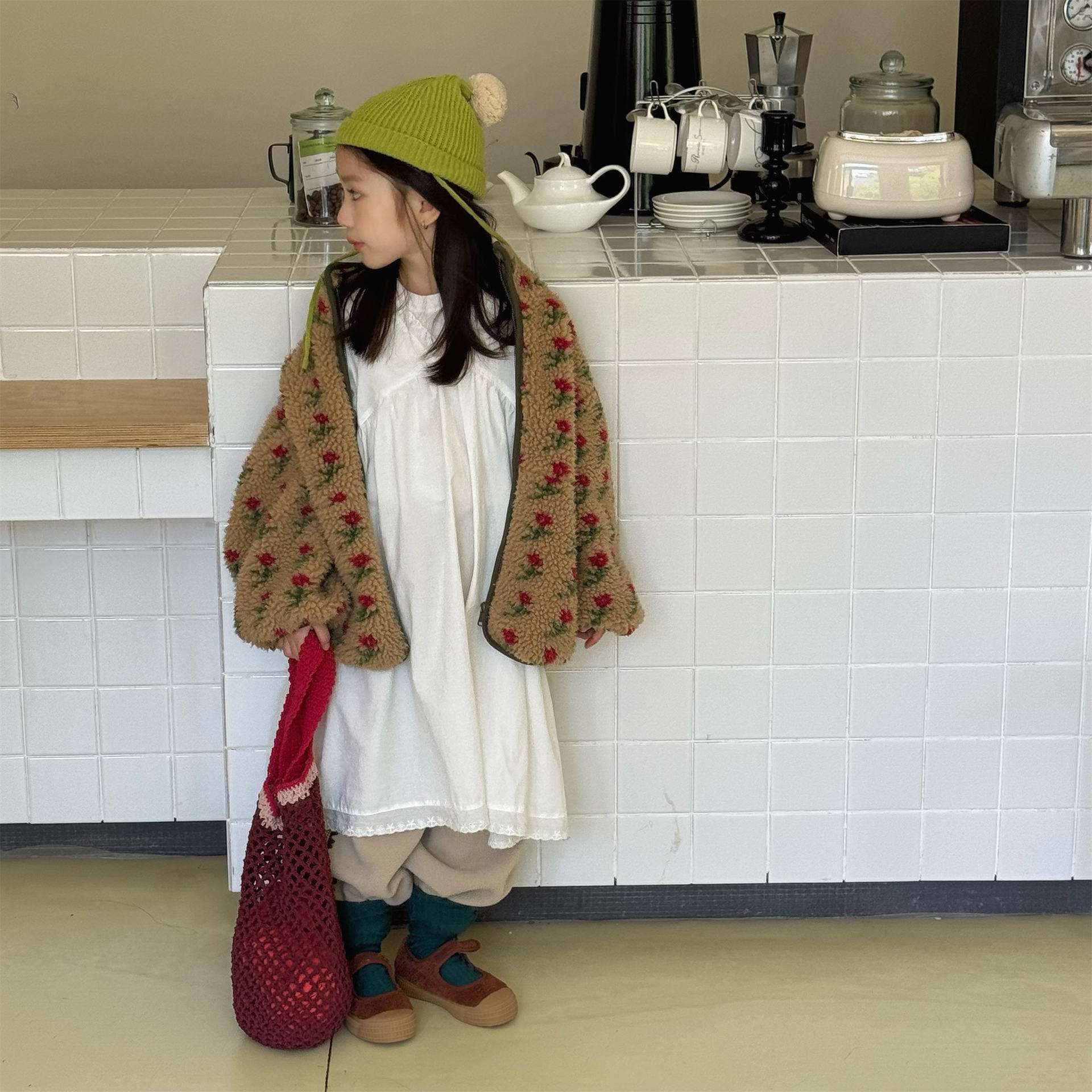 ショートコート・ジャケット・ジャンパー シープボアコート 花柄 フリースジャケット もこもこアウター 厚手防寒【mh0011436】