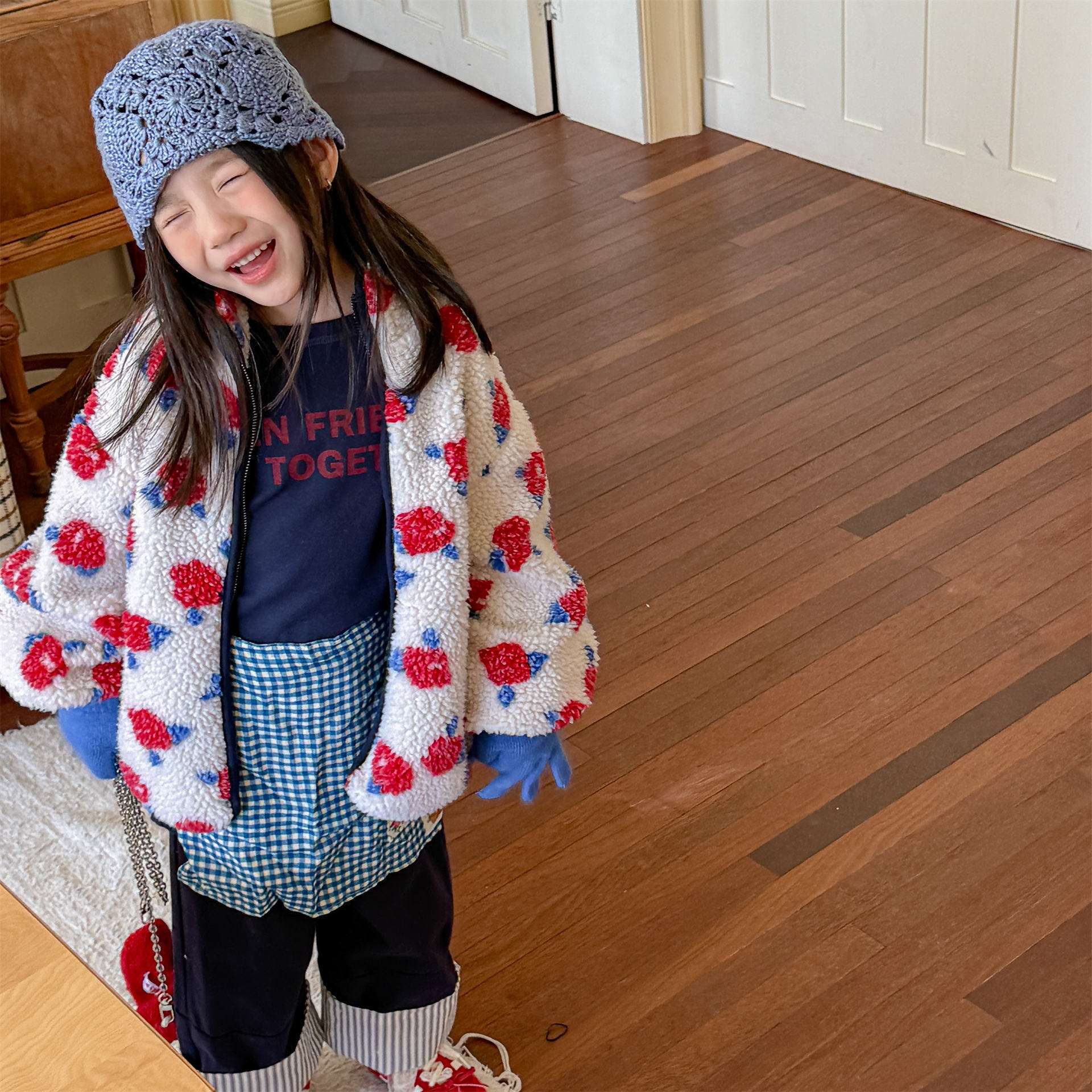 ショートコート・ジャケット・ジャンパー シープボアコート 花柄 フリースジャケット もこもこアウター 厚手防寒【mh0011436】