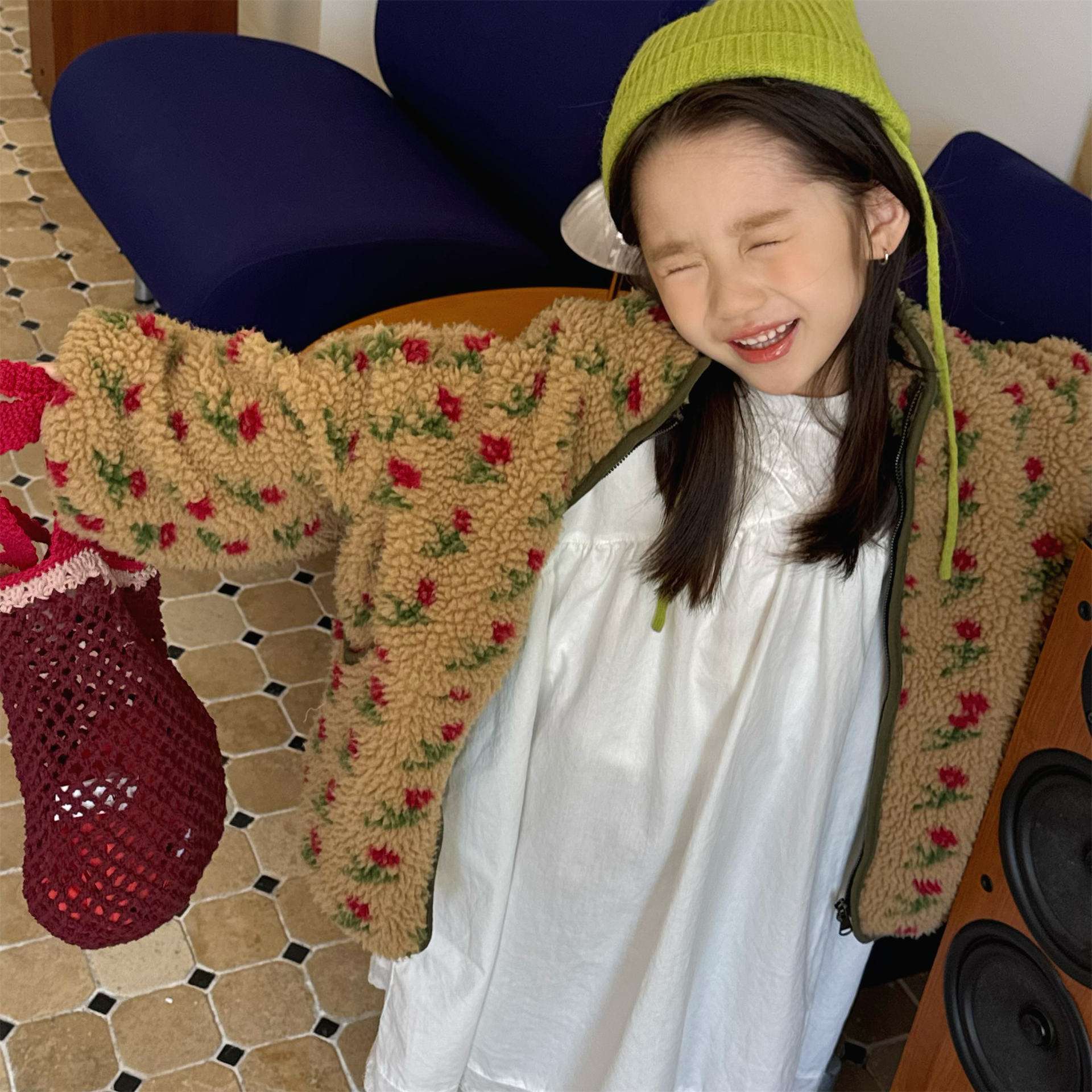 ショートコート・ジャケット・ジャンパー シープボアコート 花柄 フリースジャケット もこもこアウター 厚手防寒【mh0011436】