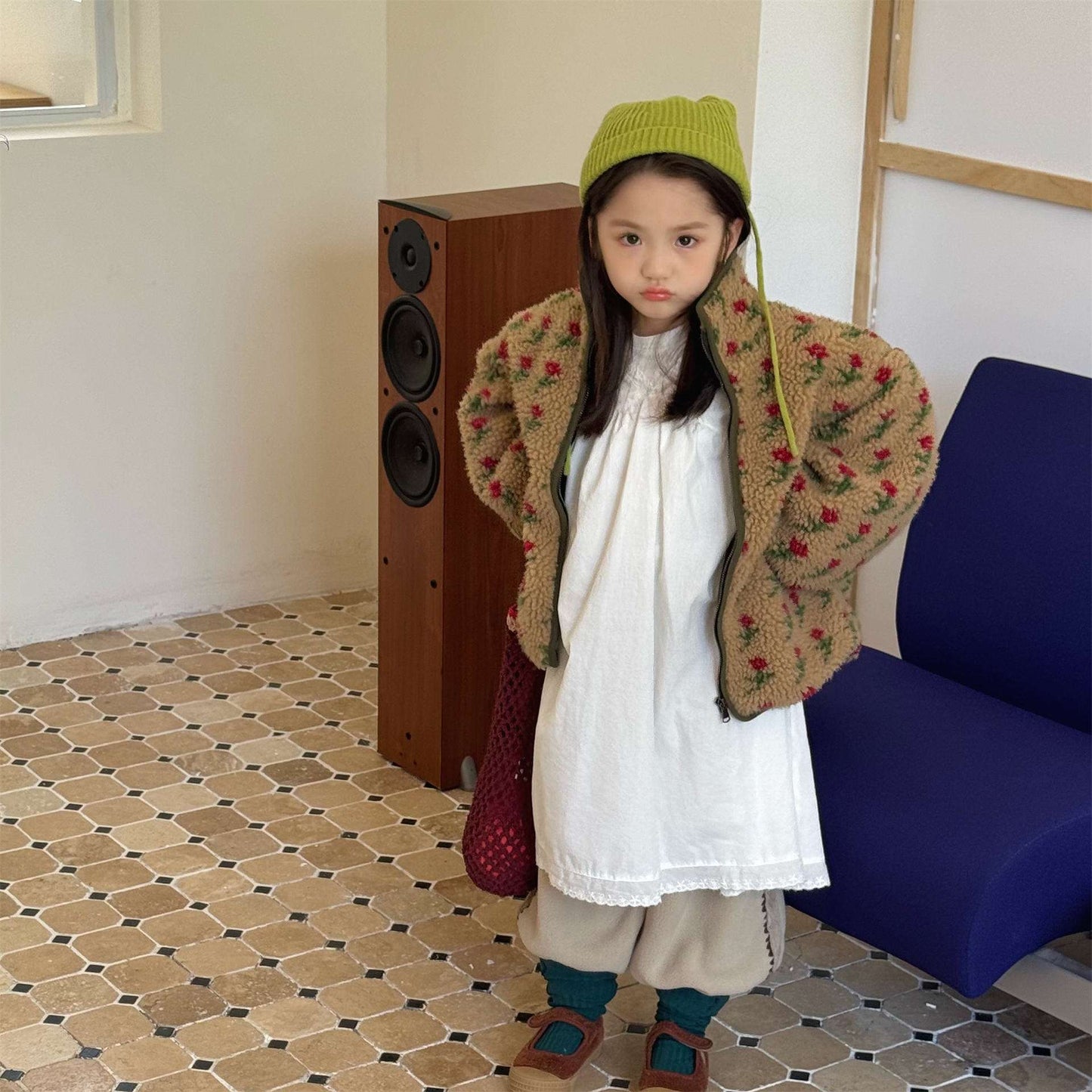 ショートコート・ジャケット・ジャンパー シープボアコート 花柄 フリースジャケット もこもこアウター 厚手防寒【mh0011436】