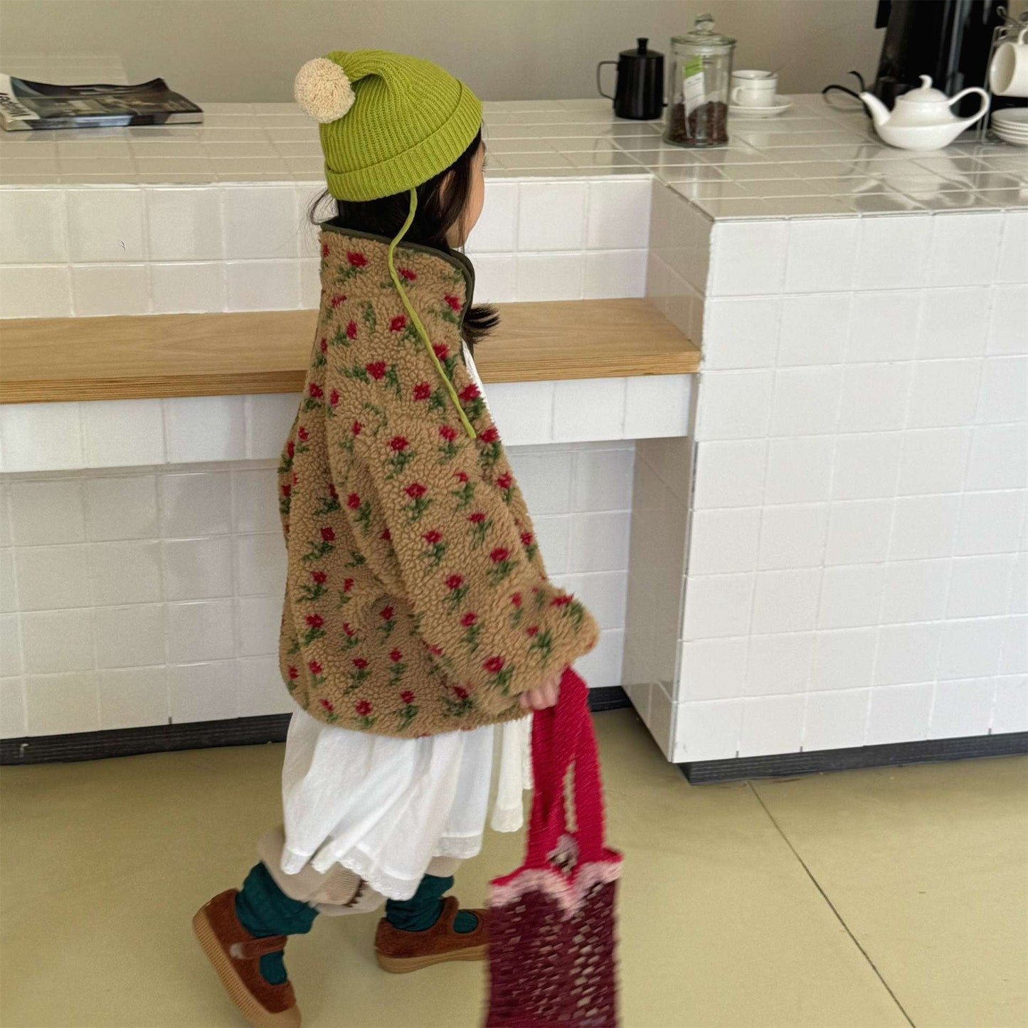 ショートコート・ジャケット・ジャンパー シープボアコート 花柄 フリースジャケット もこもこアウター 厚手防寒【mh0011436】