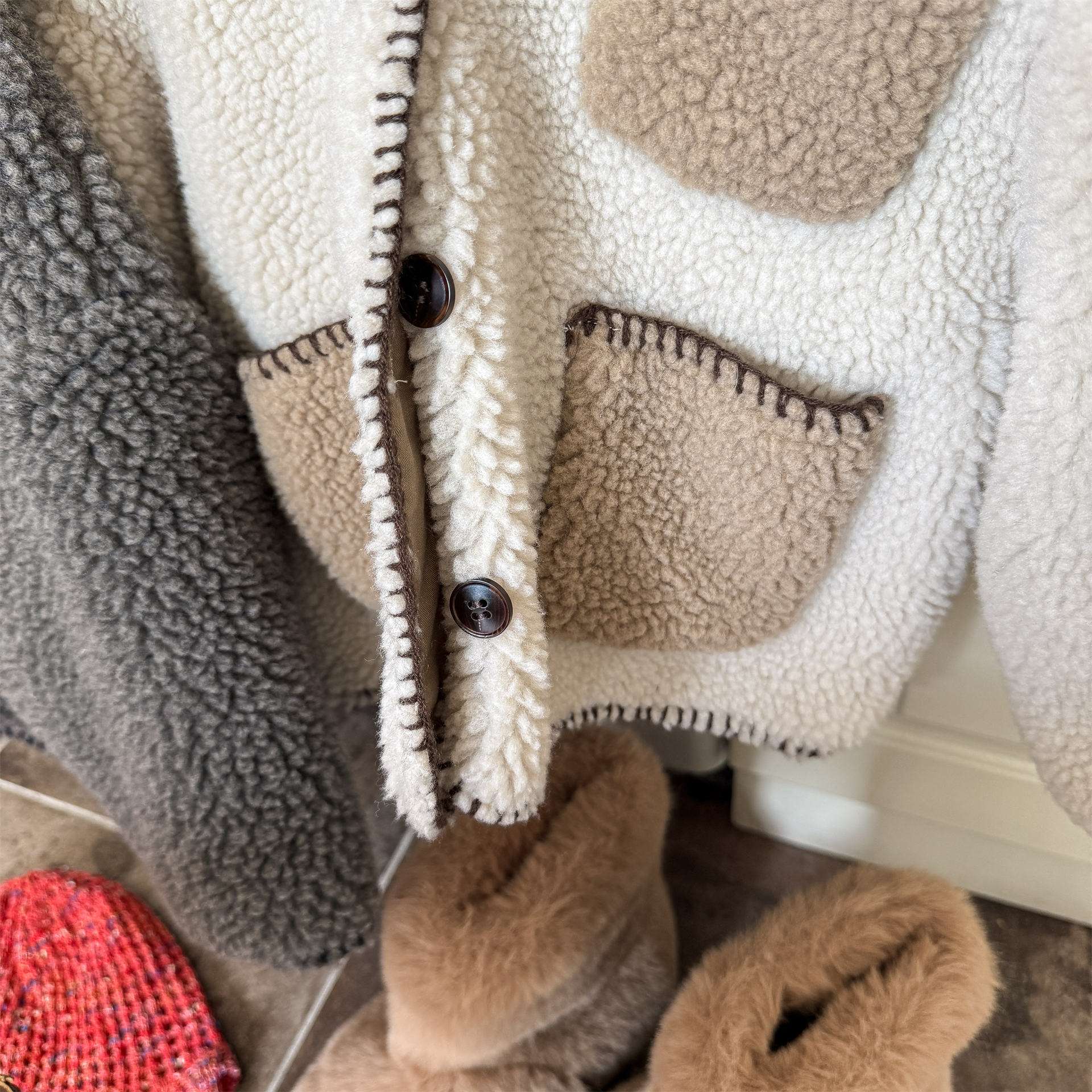 ショートコート・ジャケット・ジャンパー シープボアジャケット バイカラーポケット アウター 厚手 もこもこ防寒【mh0011437】