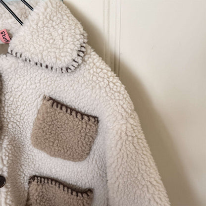 ショートコート・ジャケット・ジャンパー シープボアジャケット バイカラーポケット アウター 厚手 もこもこ防寒【mh0011437】