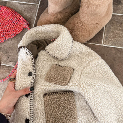 ショートコート・ジャケット・ジャンパー シープボアジャケット バイカラーポケット アウター 厚手 もこもこ防寒【mh0011437】