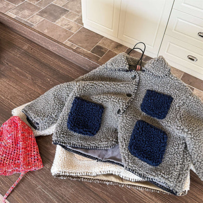 ショートコート・ジャケット・ジャンパー シープボアジャケット バイカラーポケット アウター 厚手 もこもこ防寒【mh0011437】