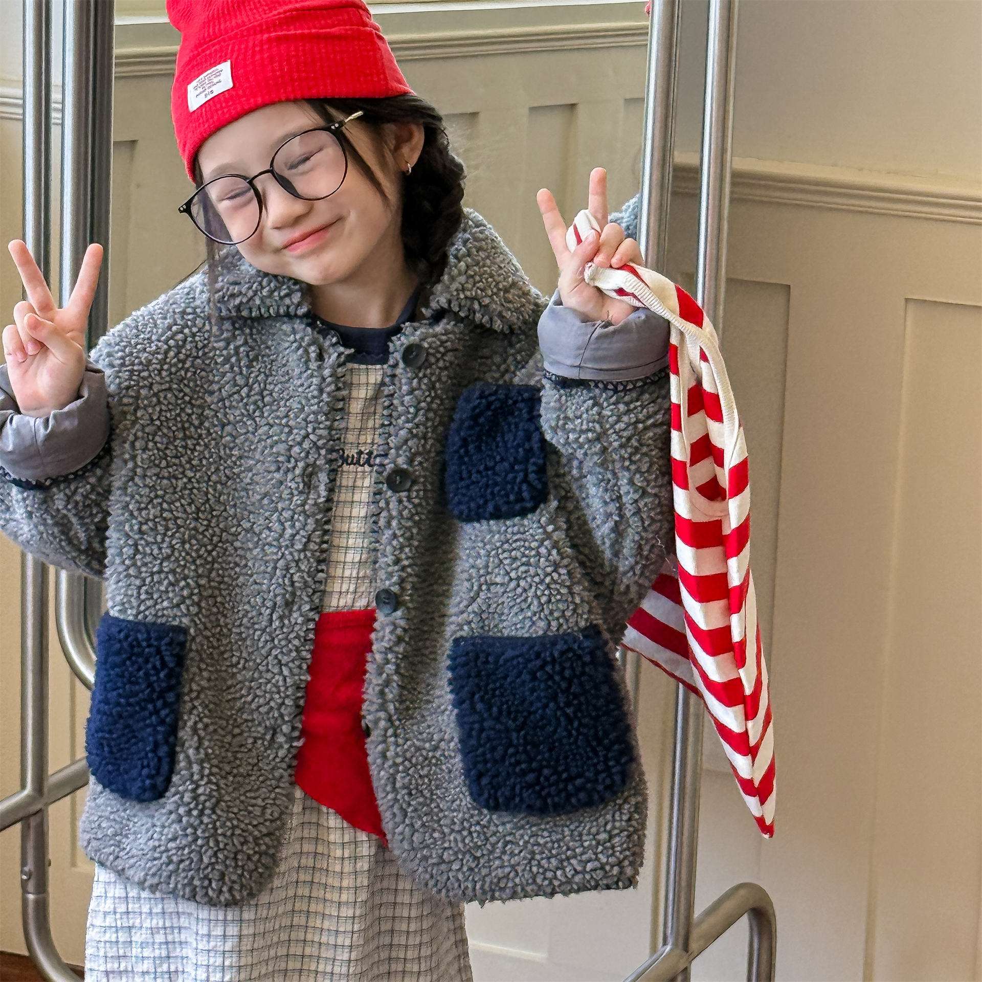 ショートコート・ジャケット・ジャンパー シープボアジャケット バイカラーポケット アウター 厚手 もこもこ防寒【mh0011437】