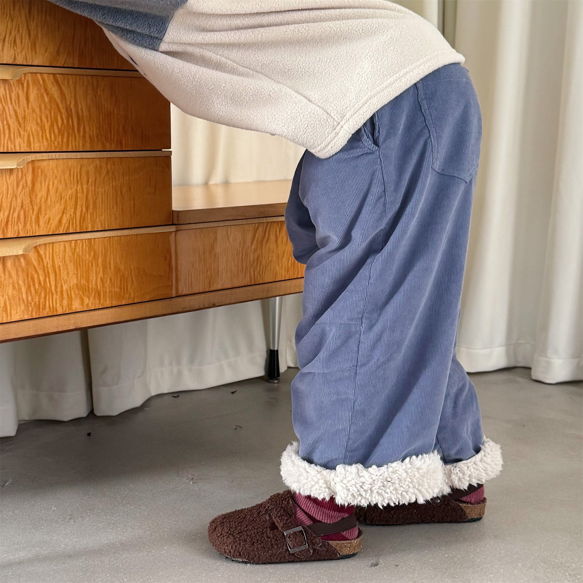 ロングパンツ・スウェットパンツ コーデュロイパンツ 裏ボア 裾ボア ゆったり ワイドパンツ ボトムス【mh0011606】