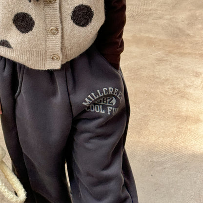 ロングパンツ・スウェットパンツ スウェットパンツ 裏ボア ロゴ刺繍 ゆったり ジョガーボトムス【mh0011607】