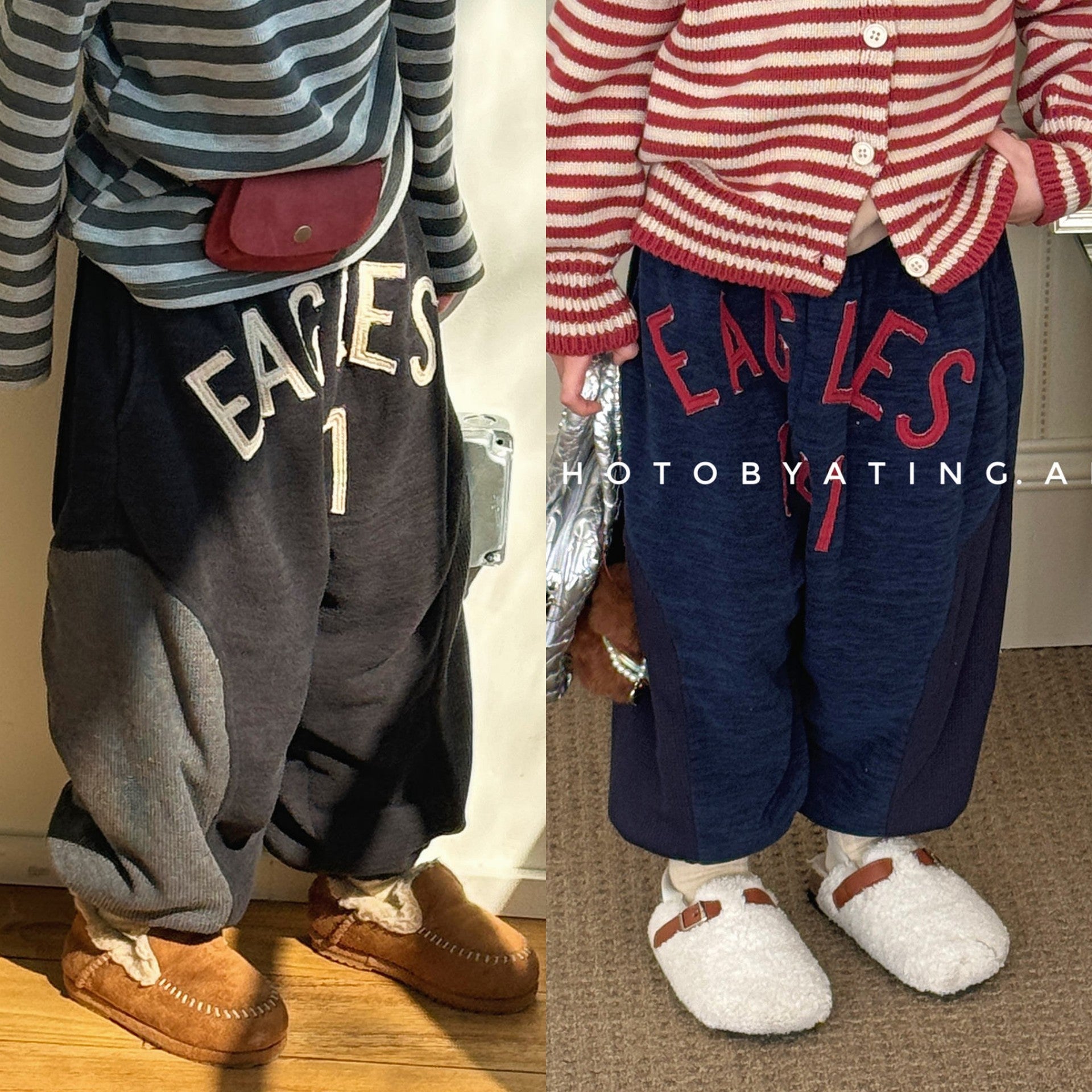 ロングパンツ・スウェットパンツ スウェットパンツ 裏ボア ビッグロゴ バイカラー ボリューム ボトムス【mh0011608】