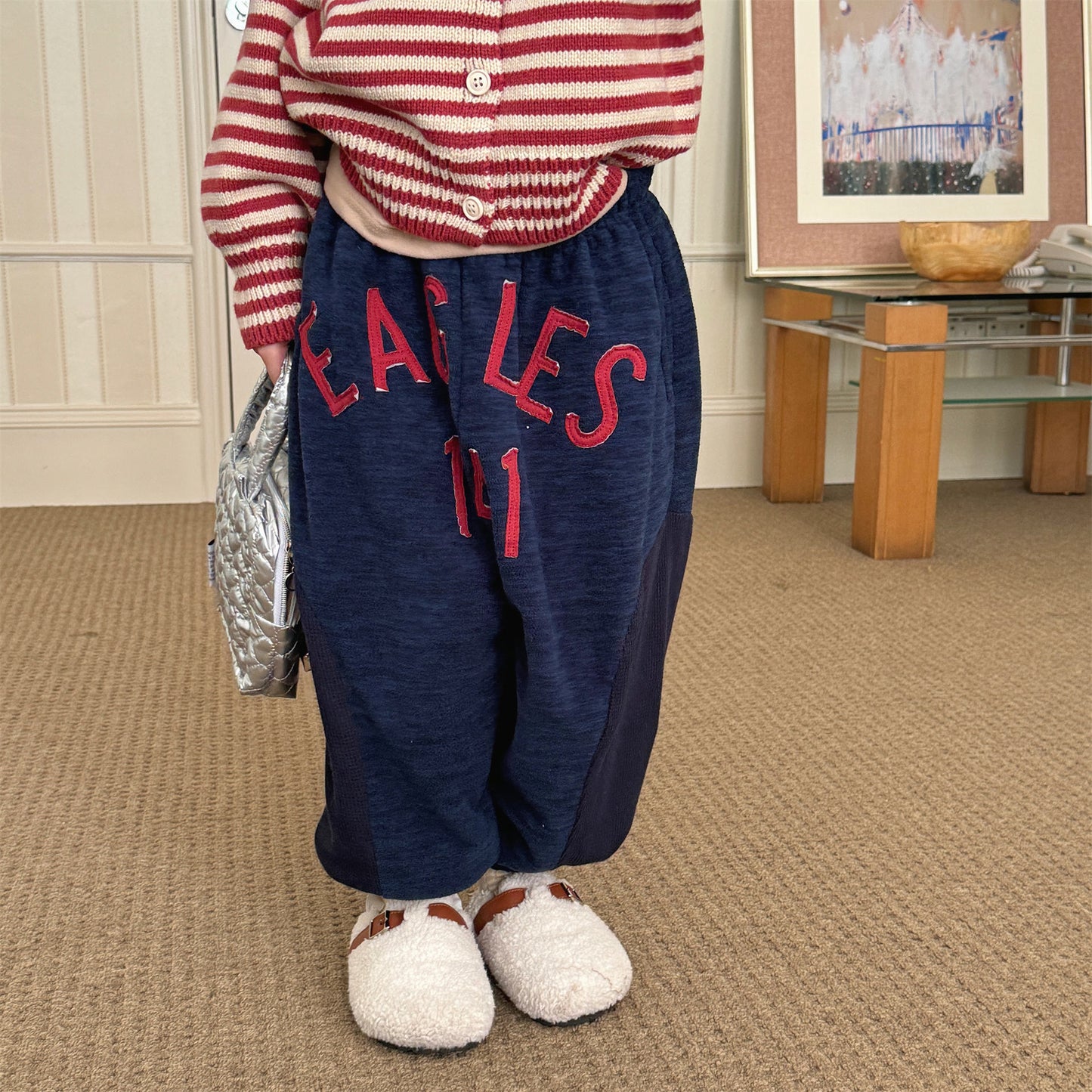 ロングパンツ・スウェットパンツ スウェットパンツ 裏ボア ビッグロゴ バイカラー ボリューム ボトムス【mh0011608】