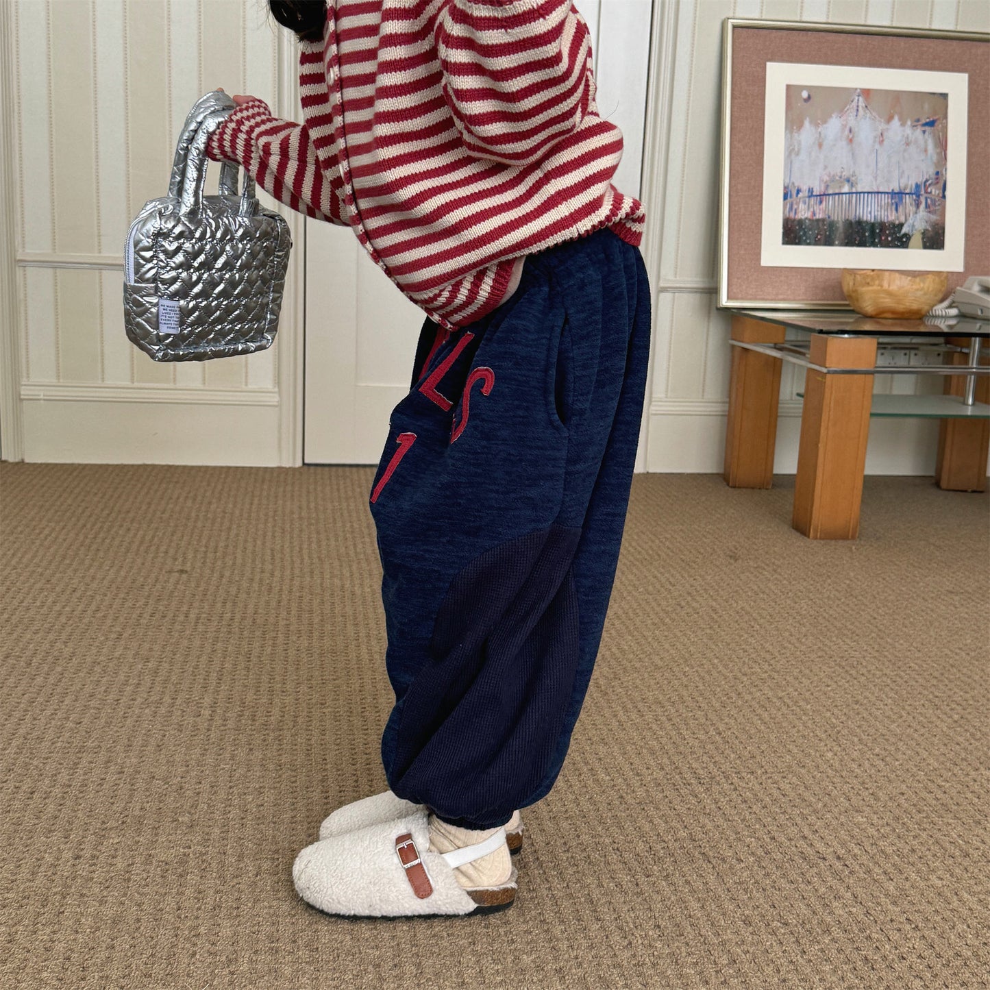 ロングパンツ・スウェットパンツ スウェットパンツ 裏ボア ビッグロゴ バイカラー ボリューム ボトムス【mh0011608】