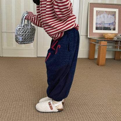 ロングパンツ・スウェットパンツ スウェットパンツ 裏ボア ビッグロゴ バイカラー ボリューム ボトムス【mh0011608】