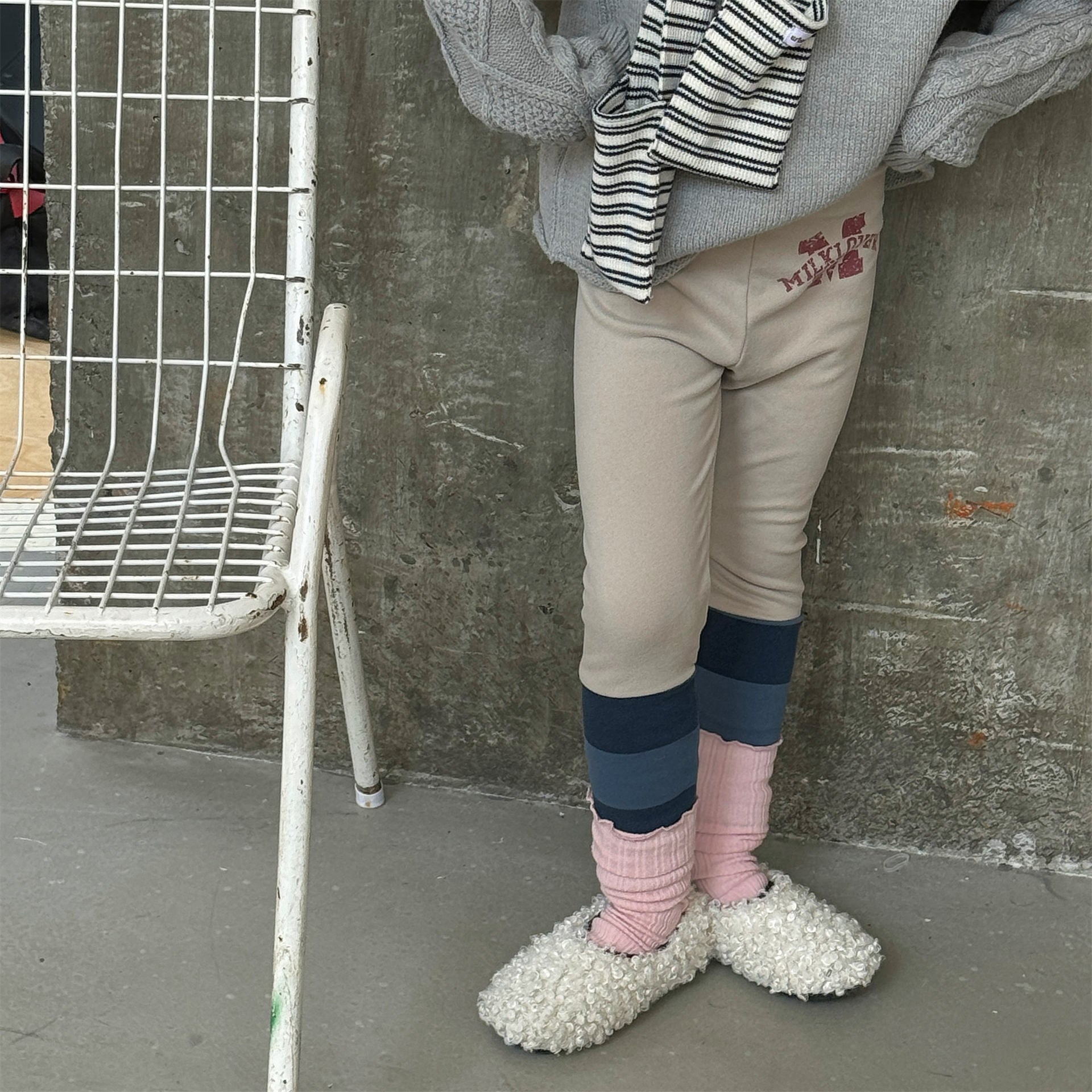 レギンスパンツ レギンスパンツ 裏起毛 バイカラー ドッキング リブ ボトムス【mh0011609】