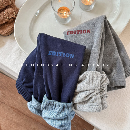 レギンスパンツ レギンスパンツ 裏起毛 ロゴ刺繍 ドッキング リブ ボトムス【mh0011611】