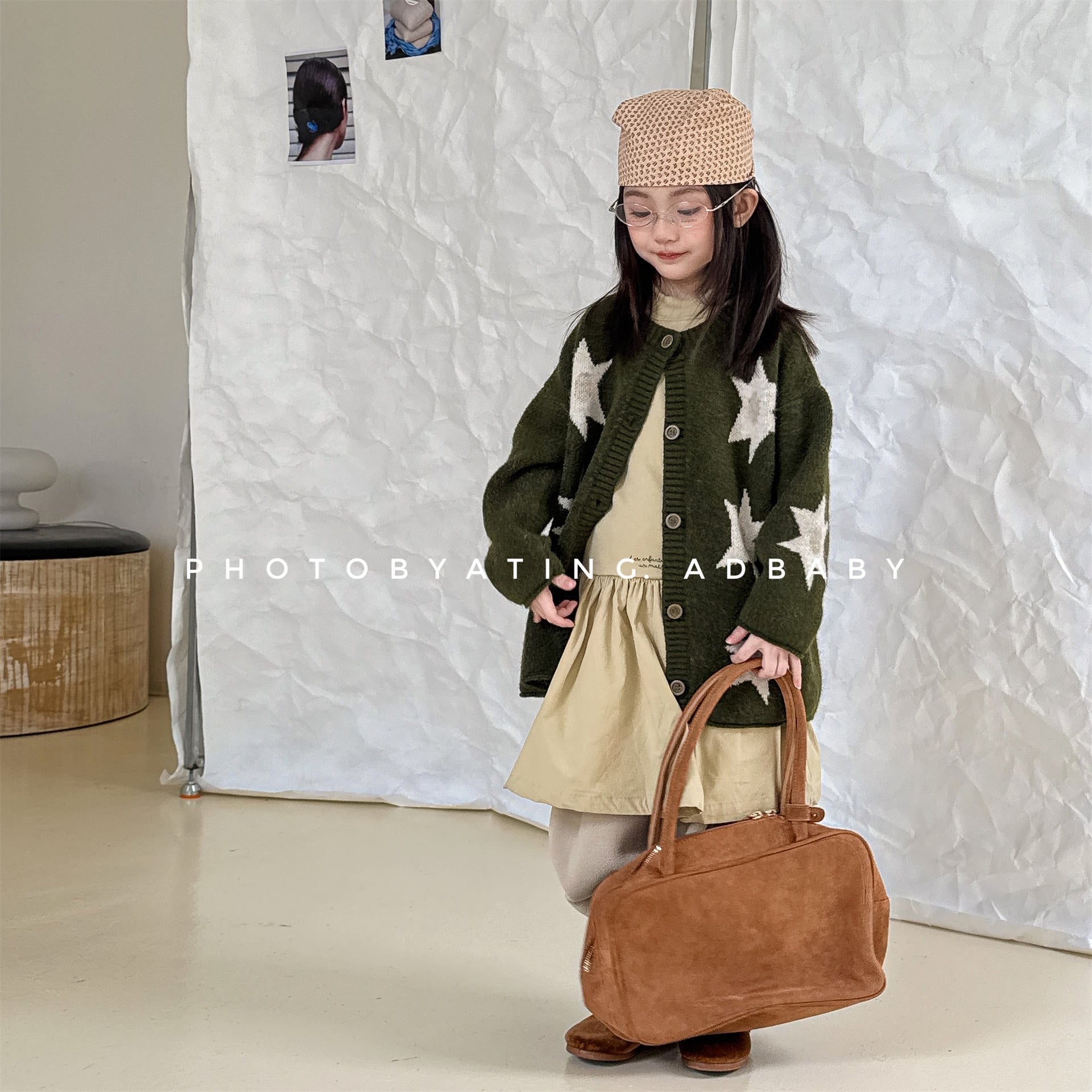 カーディガン・パーカー ニットカーディガン スター星 モノトーン ラグラン カジュアル アウター【mh0011612】