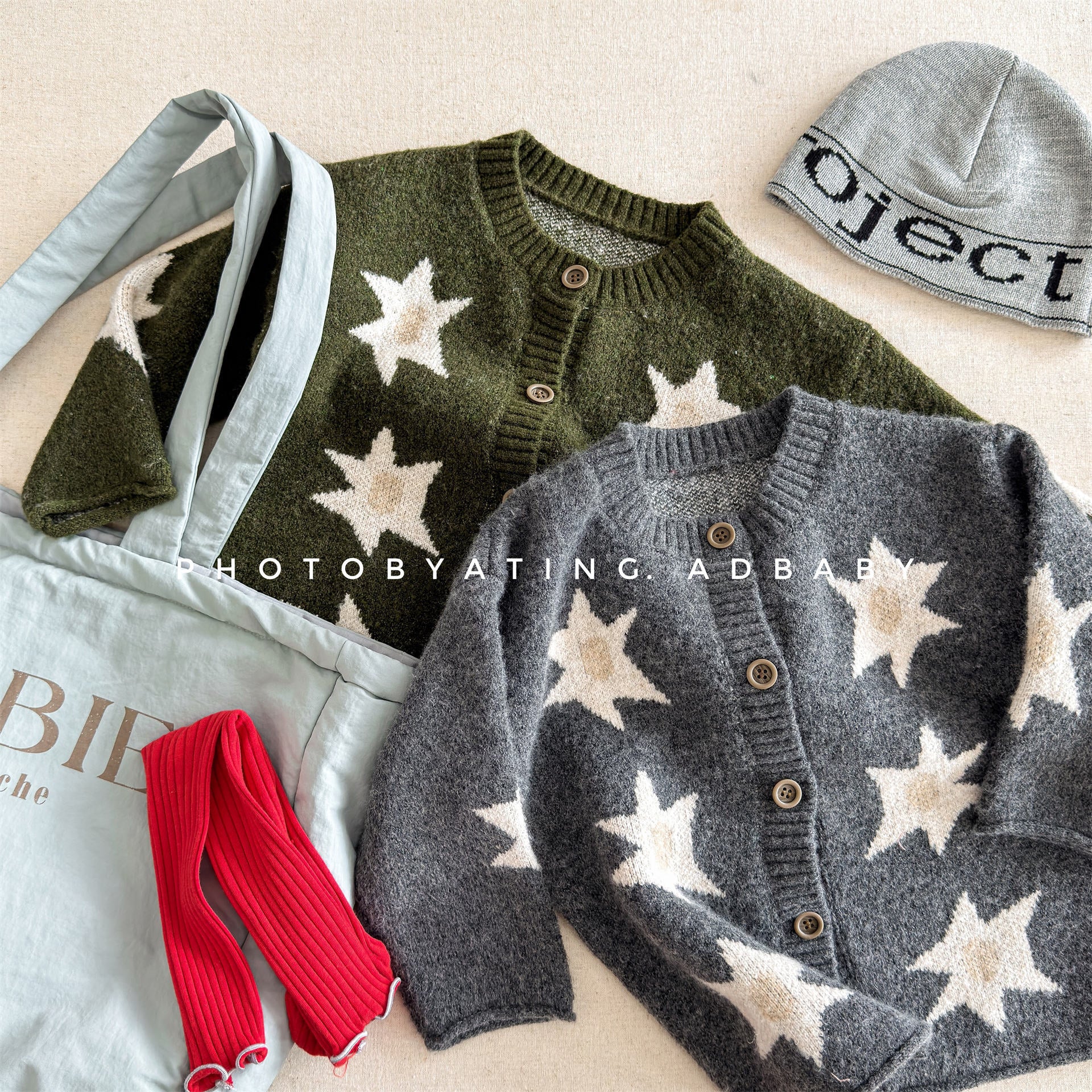 カーディガン・パーカー ニットカーディガン スター星 モノトーン ラグラン カジュアル アウター【mh0011612】