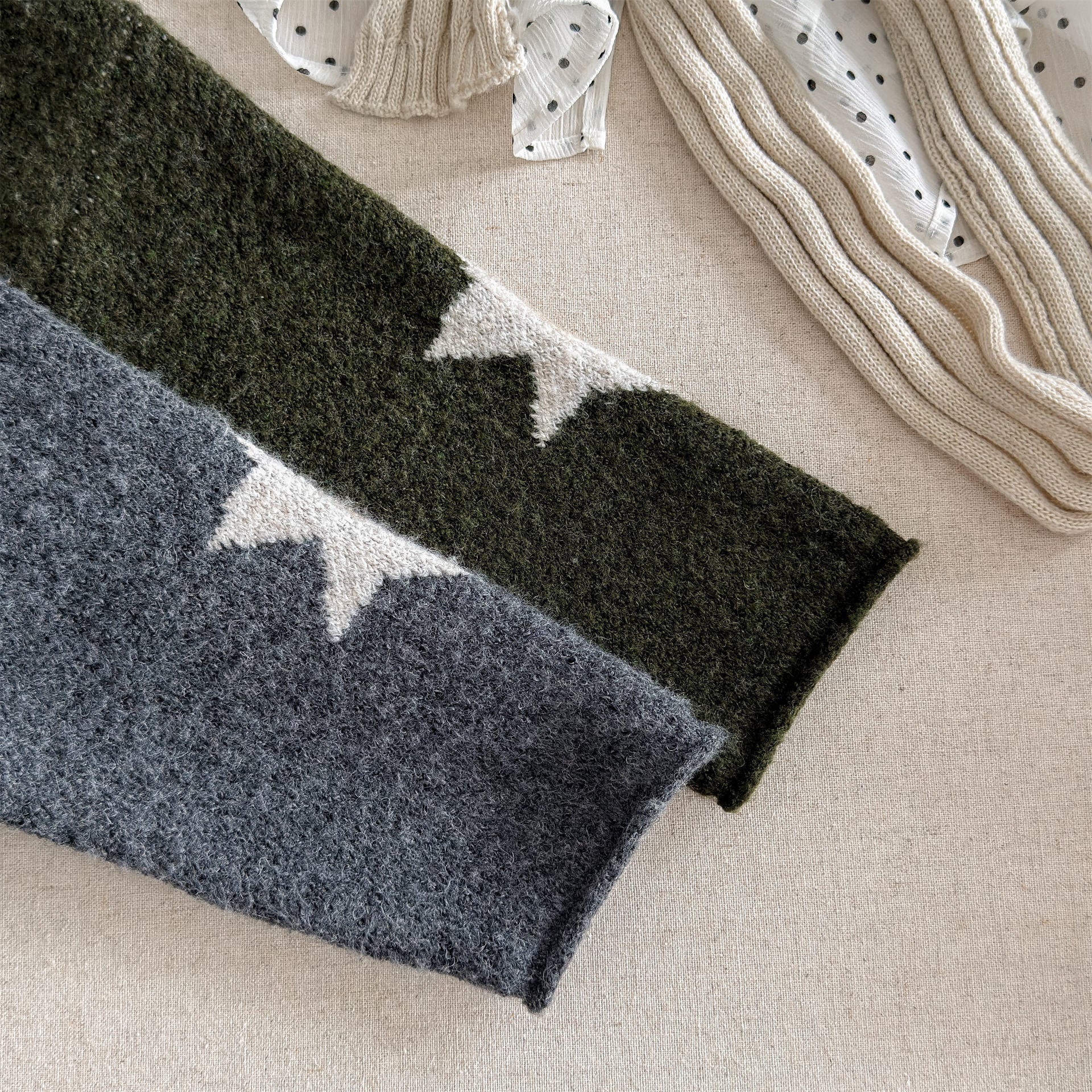 カーディガン・パーカー ニットカーディガン スター星 モノトーン ラグラン カジュアル アウター【mh0011612】