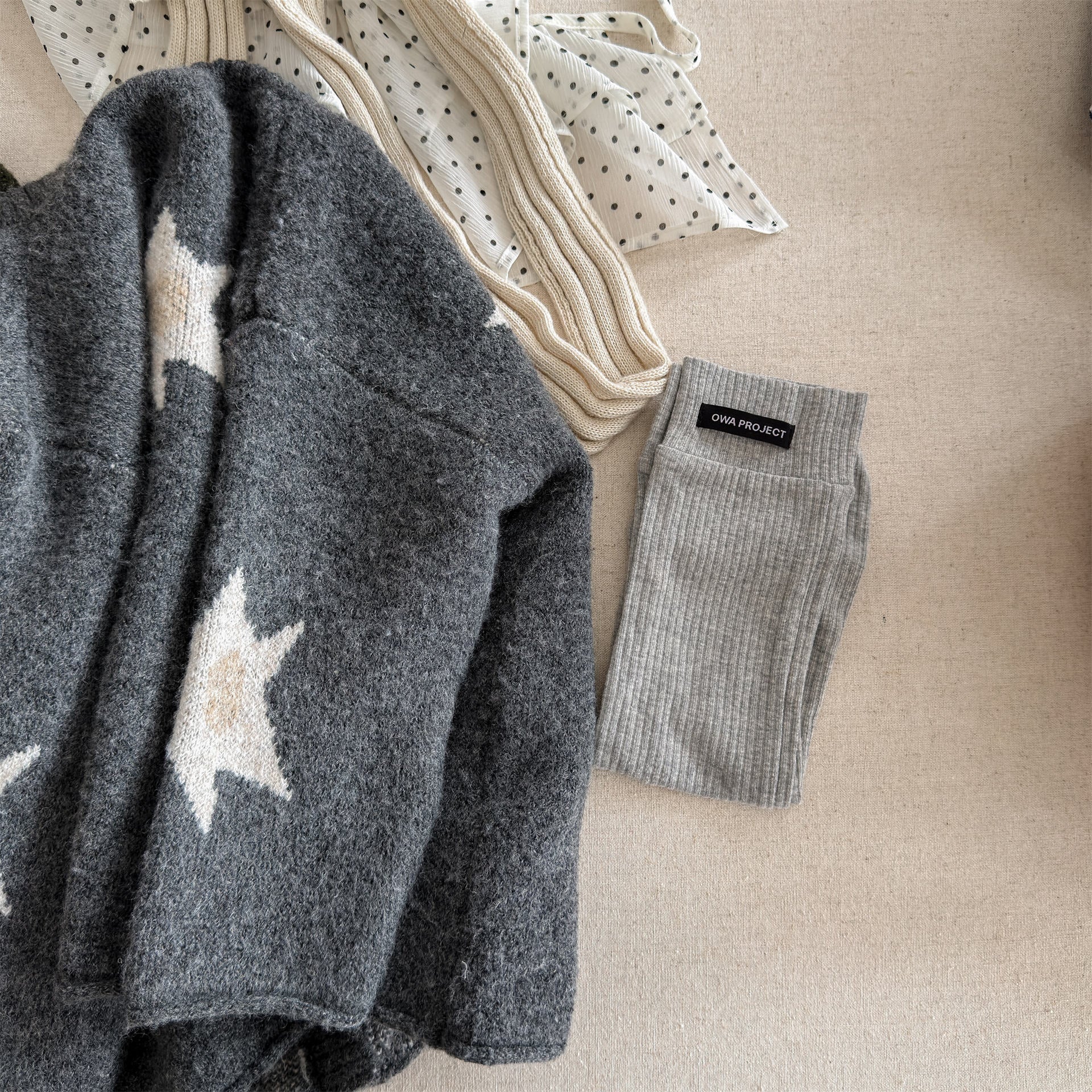 カーディガン・パーカー ニットカーディガン スター星 モノトーン ラグラン カジュアル アウター【mh0011612】