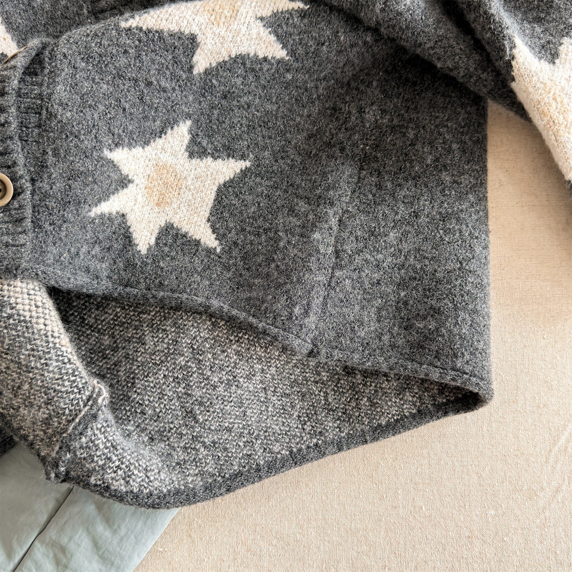 カーディガン・パーカー ニットカーディガン スター星 モノトーン ラグラン カジュアル アウター【mh0011612】