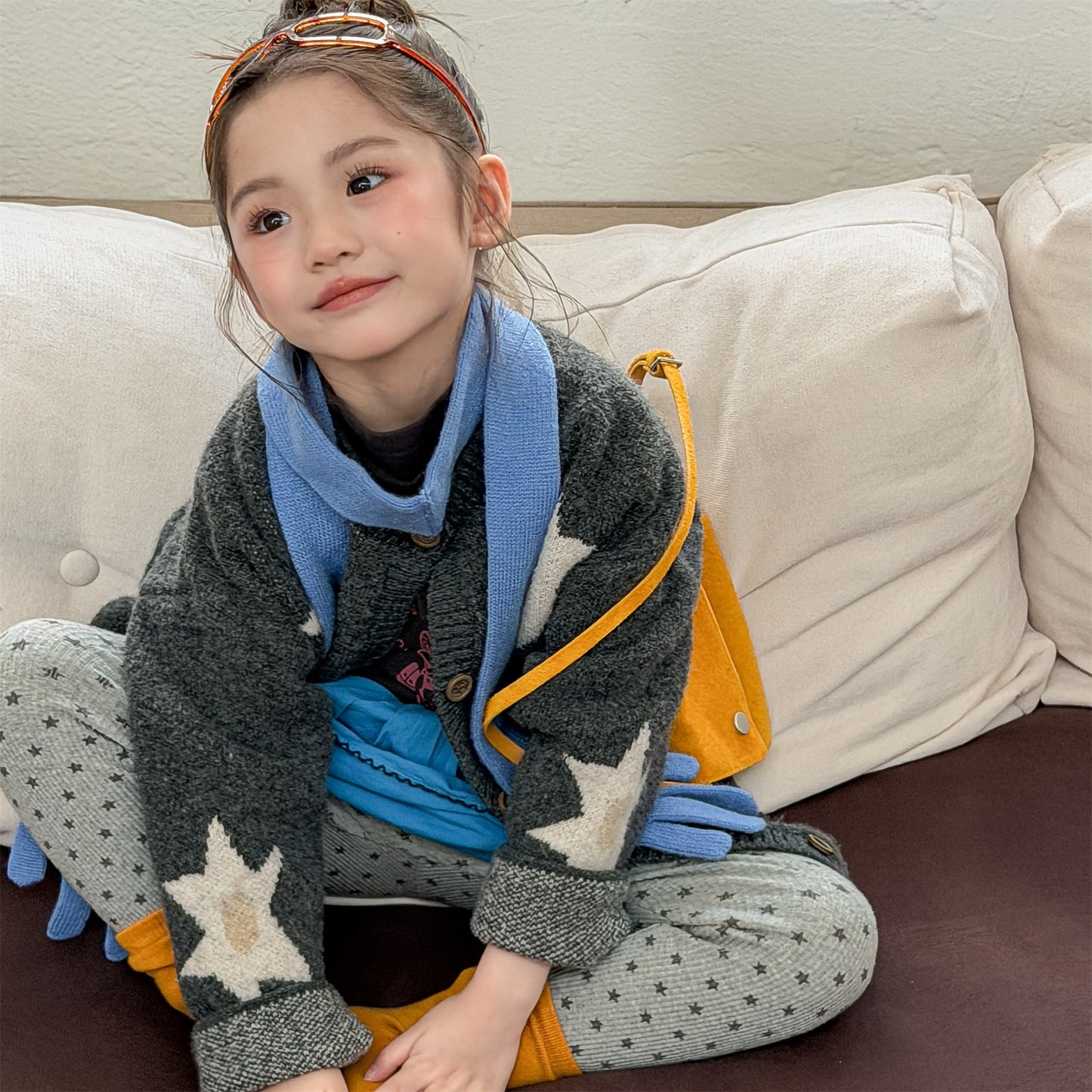 カーディガン・パーカー ニットカーディガン スター星 モノトーン ラグラン カジュアル アウター【mh0011612】