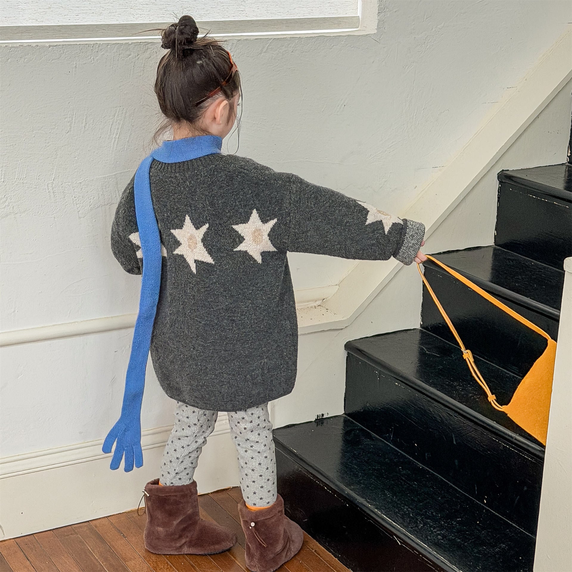 カーディガン・パーカー ニットカーディガン スター星 モノトーン ラグラン カジュアル アウター【mh0011612】