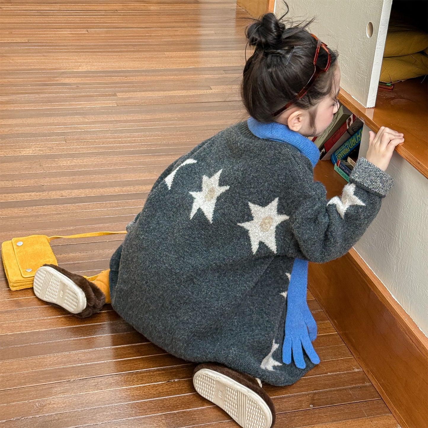 カーディガン・パーカー ニットカーディガン スター星 モノトーン ラグラン カジュアル アウター【mh0011612】