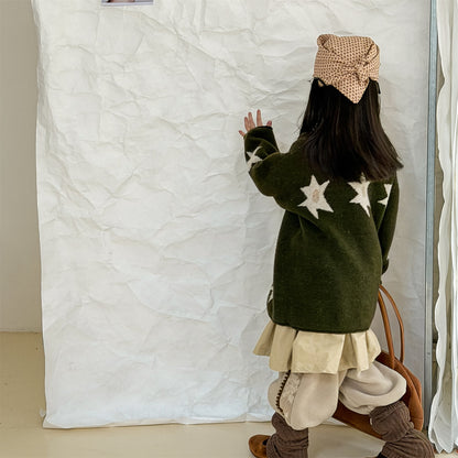 カーディガン・パーカー ニットカーディガン スター星 モノトーン ラグラン カジュアル アウター【mh0011612】