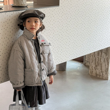 ショートコート・ジャケット・ジャンパー チェック柄ジャケット コート 中綿入り アウター【mh0011901】