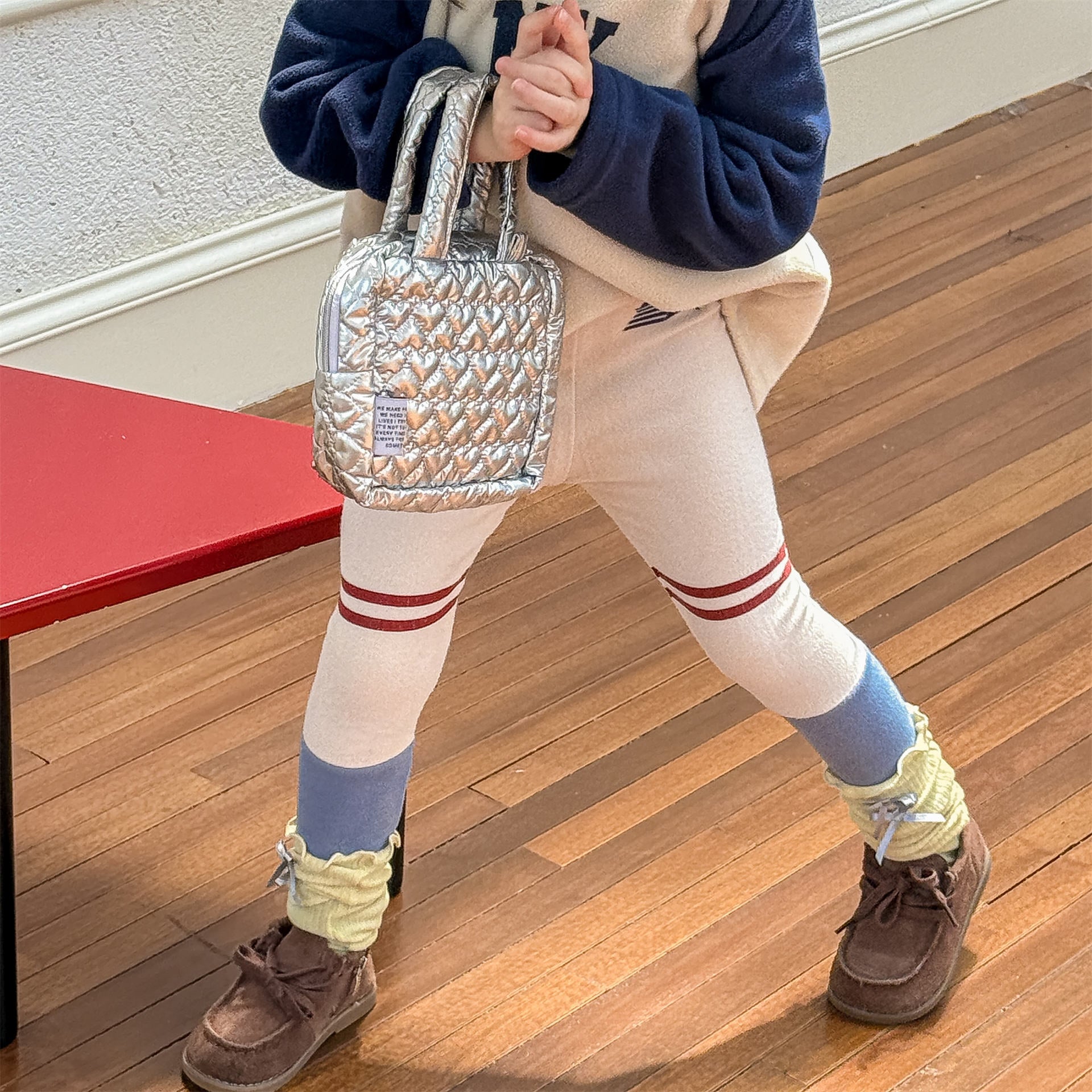 レギンスパンツ 裏起毛レギンスパンツ ラインアクセント パッチワーク 暖パン【mh0011902】