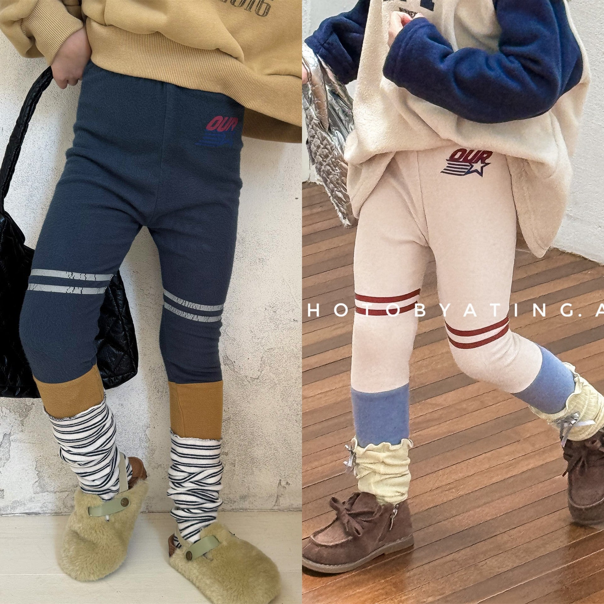 レギンスパンツ 裏起毛レギンスパンツ ラインアクセント パッチワーク 暖パン【mh0011902】