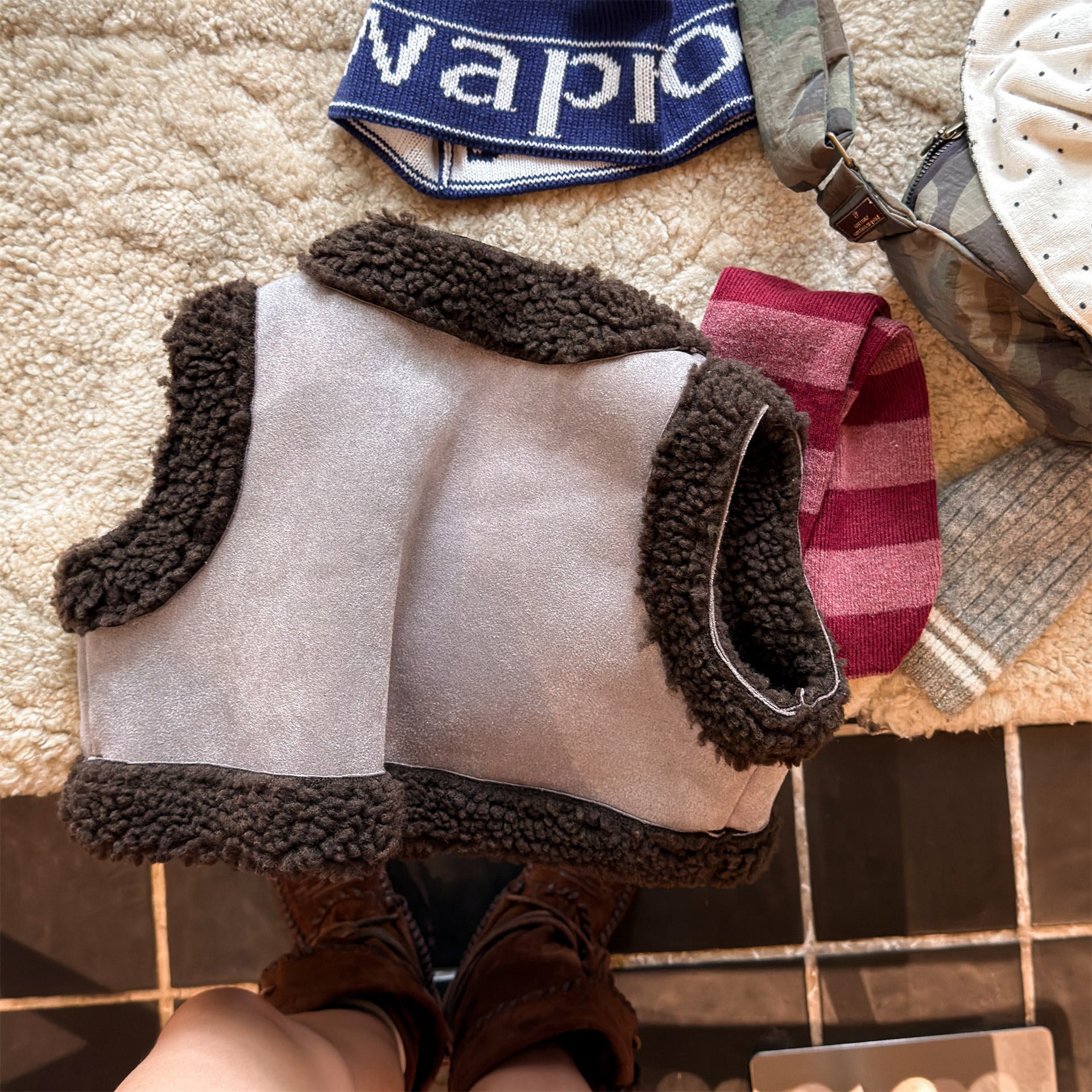 ベスト フェイクムートンボアベスト もこもこ ダッフルベスト【mh0011904】