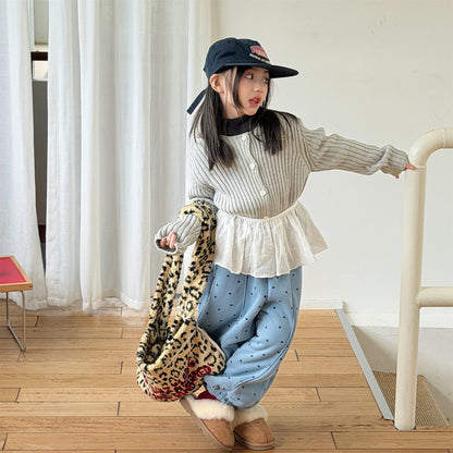 ロングパンツ・スウェットパンツ 裏ボアスウェットパンツ 星スタープリント 暖パン ジャージ【mh0011907】