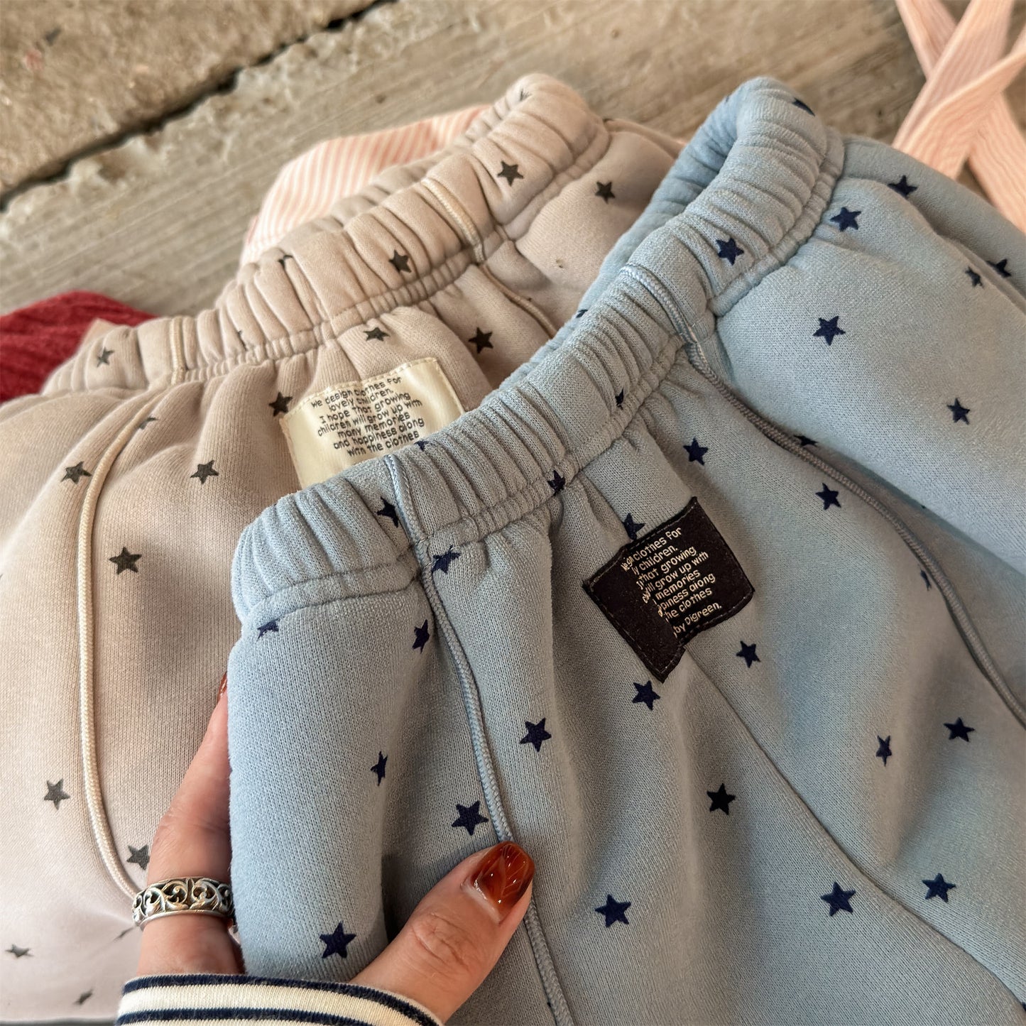 ロングパンツ・スウェットパンツ 裏ボアスウェットパンツ 星スタープリント 暖パン ジャージ【mh0011907】