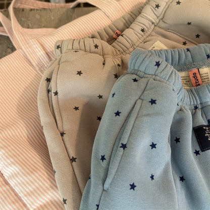 ロングパンツ・スウェットパンツ 裏ボアスウェットパンツ 星スタープリント 暖パン ジャージ【mh0011907】