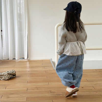 ロングパンツ・スウェットパンツ 裏ボアスウェットパンツ 星スタープリント 暖パン ジャージ【mh0011907】