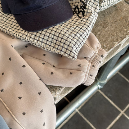 ロングパンツ・スウェットパンツ 裏ボアスウェットパンツ 星スタープリント 暖パン ジャージ【mh0011907】