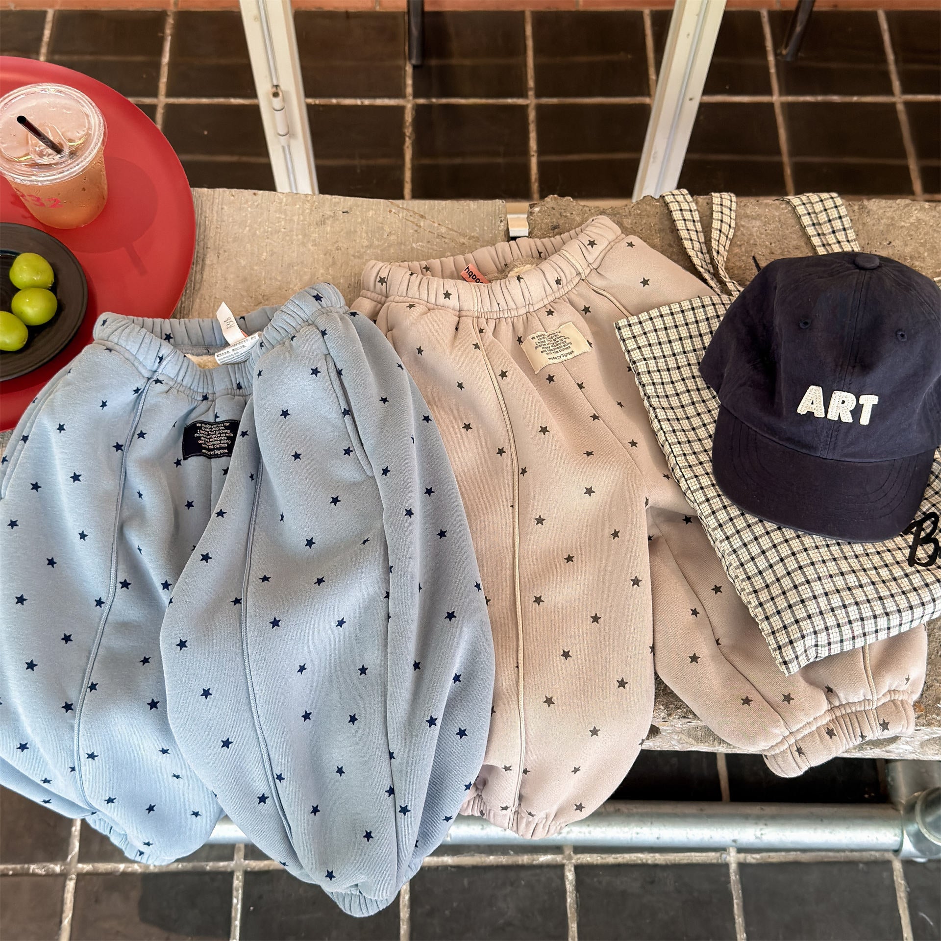 ロングパンツ・スウェットパンツ 裏ボアスウェットパンツ 星スタープリント 暖パン ジャージ【mh0011907】