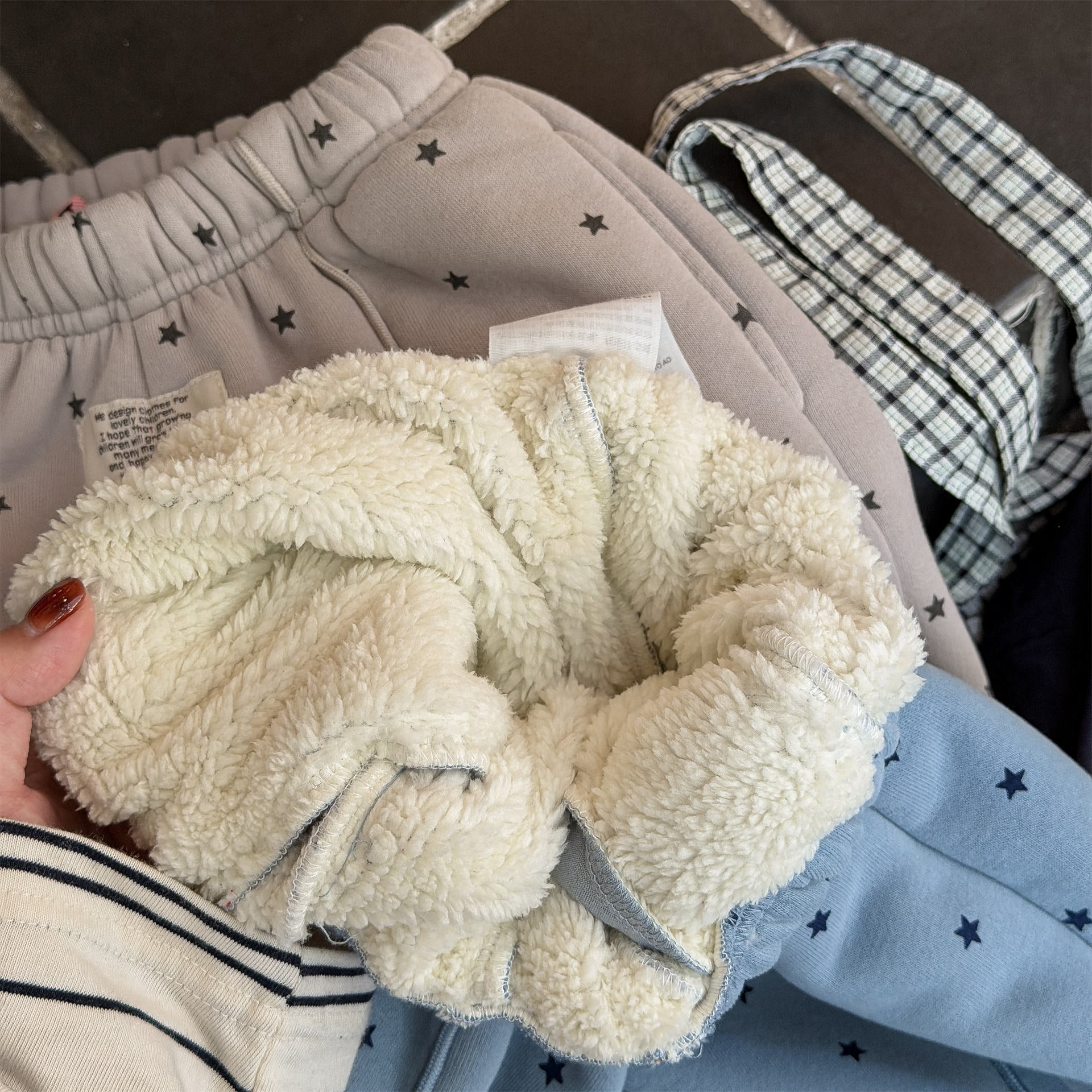 ロングパンツ・スウェットパンツ 裏ボアスウェットパンツ 星スタープリント 暖パン ジャージ【mh0011907】