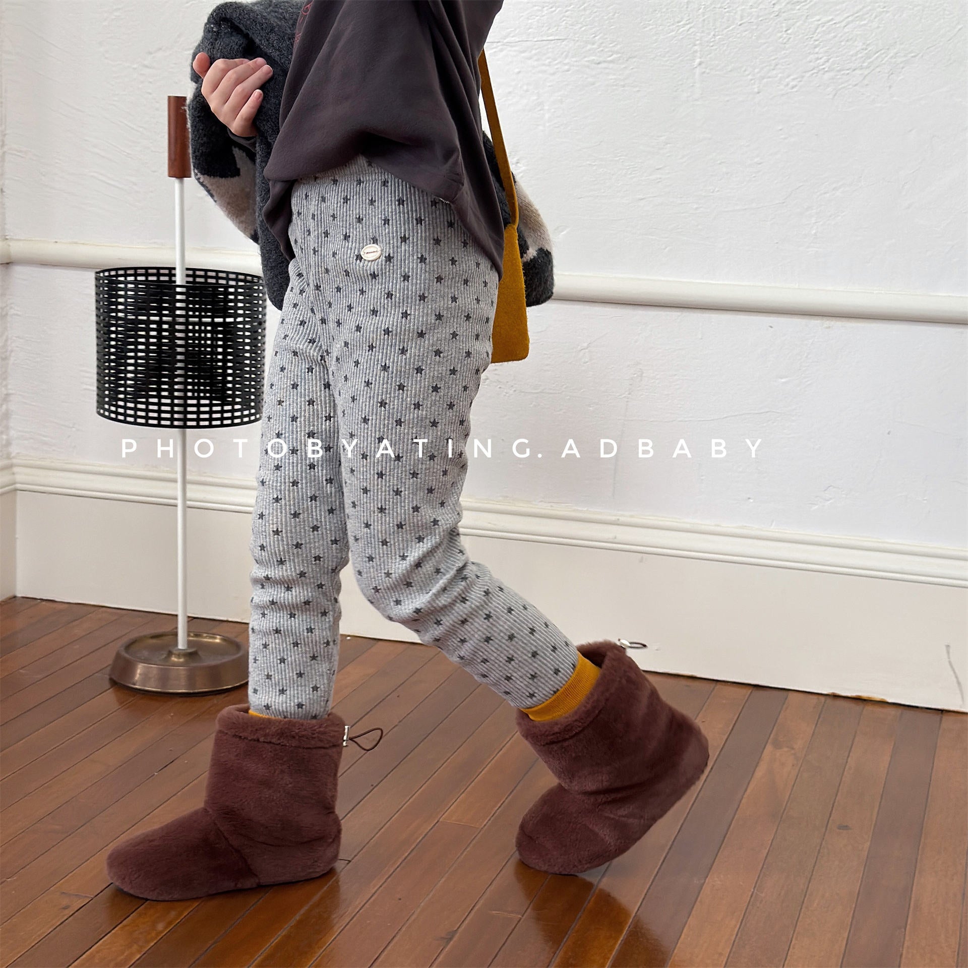 レギンスパンツ 裏起毛リブレギンスパンツ 星スタープリント デイリーパンツ【mh0011908】