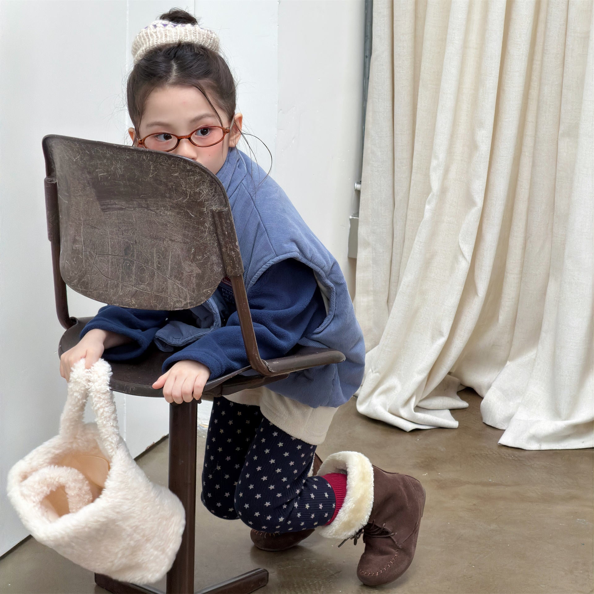 レギンスパンツ 裏起毛リブレギンスパンツ 星スタープリント デイリーパンツ【mh0011908】