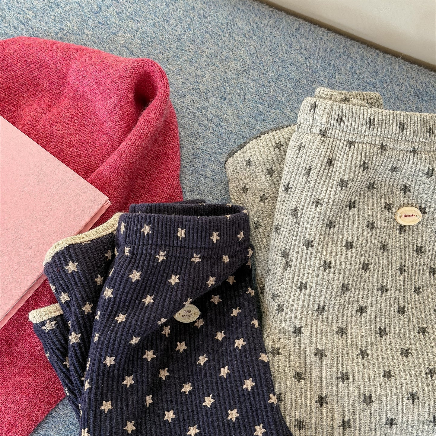 レギンスパンツ 裏起毛リブレギンスパンツ 星スタープリント デイリーパンツ【mh0011908】