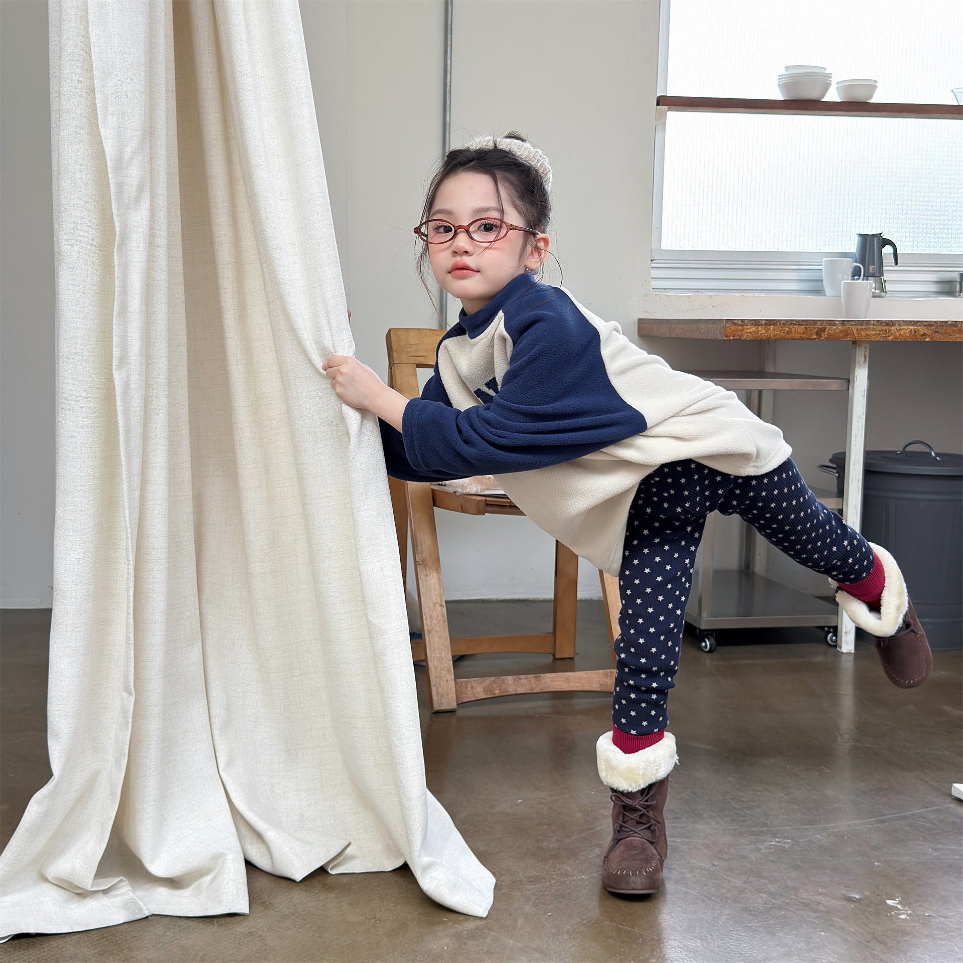 レギンスパンツ 裏起毛リブレギンスパンツ 星スタープリント デイリーパンツ【mh0011908】