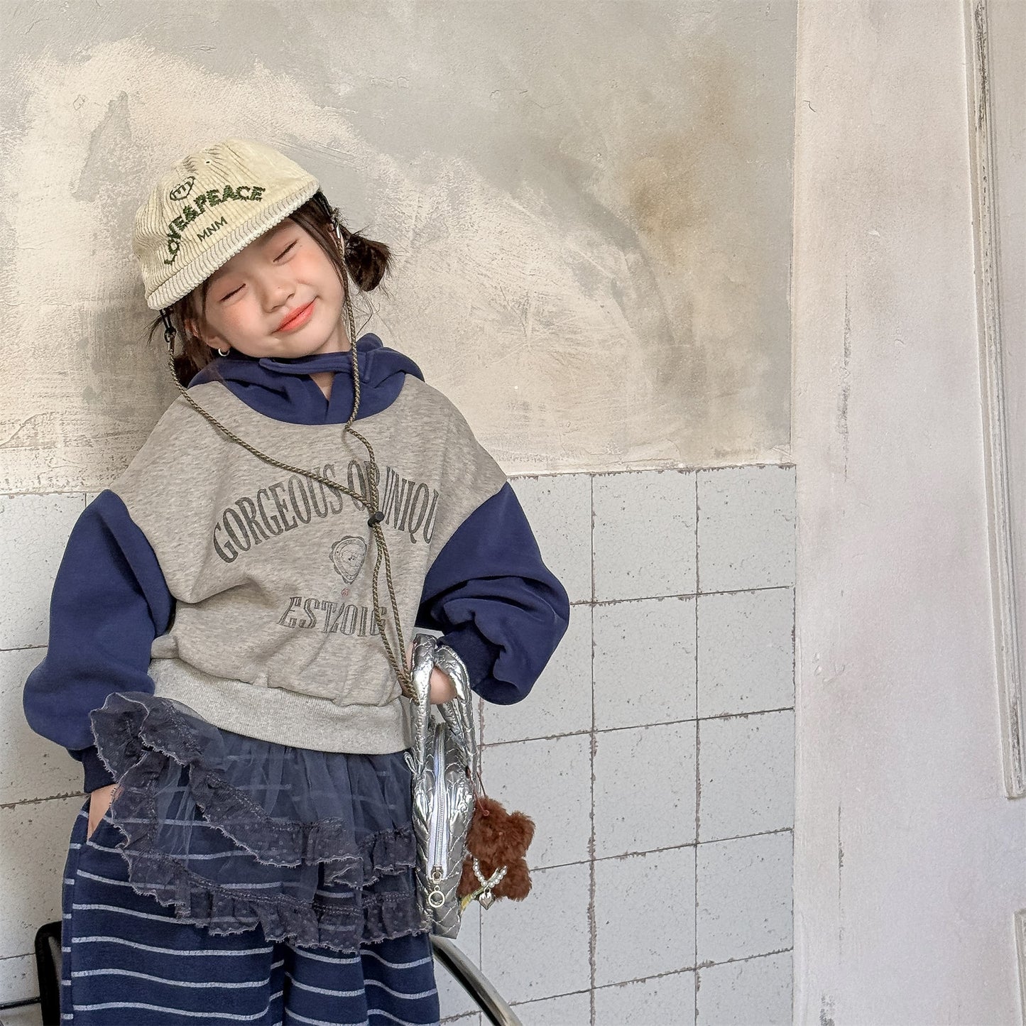 トレーナー・フーディ フーディスウェットトレーナー フード付き ロゴプリント パッチワーク【mh0011909】